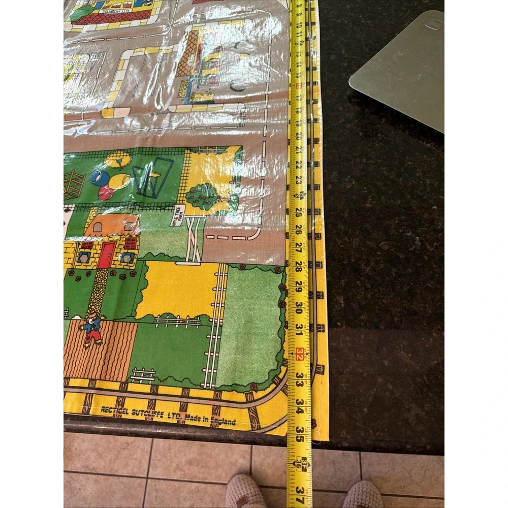 Vintage Toy Car Play Mat Playmat Recticel Sutcliffe Ltd. Town 44x35 City Trains